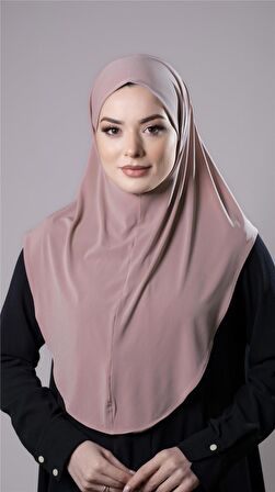 Pudra Pratik Hazır Geçmeli Tesettür Eşarp Sandy Kumaş Düz Hijab 2308_06