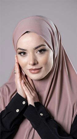 Pudra Pratik Hazır Geçmeli Tesettür Eşarp Sandy Kumaş Düz Hijab 2308_06