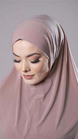 Pudra Pratik Hazır Geçmeli Tesettür Eşarp Sandy Kumaş Düz Hijab 2308_06