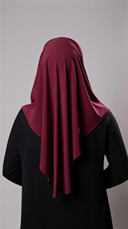 Bordo Pratik Hazır Geçmeli Tesettür Eşarp Sandy Kumaş Düz Hijab 2308_16