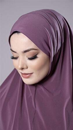 Violet Pratik Hazır Geçmeli Tesettür Eşarp Sandy Kumaş Düz Hijab 2308_21