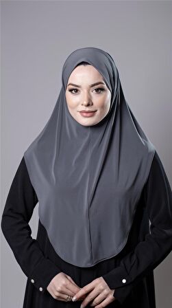 Antrasit Pratik Hazır Geçmeli Tesettür Eşarp Sandy Kumaş Düz Hijab 2308_25