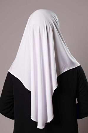 Beyaz Pratik Hazır Geçmeli Tesettür Eşarp Sandy Kumaş Düz Hijab 2308_42