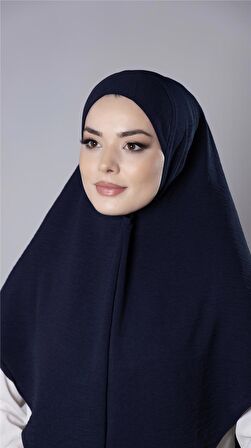 Lacivert Pratik Hazır Geçmeli Tesettür Eşarp Aerobin Kumaş Düz Hijab 2309_02