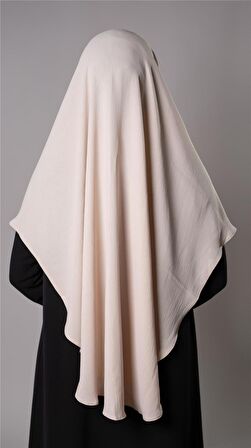Bej Pratik Hazır Geçmeli Tesettür Eşarp Aerobin Kumaş Düz Hijab 2309_12