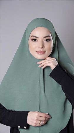 Çağla Yeşili Pratik Hazır Geçmeli Tesettür Eşarp Aerobin Kumaş Düz Hijab 2309_32