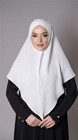 Krem Pratik Hazır Geçmeli Tesettür Eşarp Aerobin Kumaş Düz Hijab 2309_40