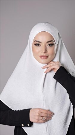 Krem Pratik Hazır Geçmeli Tesettür Eşarp Aerobin Kumaş Düz Hijab 2309_40
