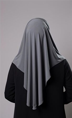 Antrasit Pratik Hazır Geçmeli Tesettür Eşarp Sandy Kumaş Yırtmaçlı Düz Hijab 2310_25