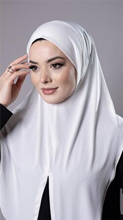 Krem Pratik Hazır Geçmeli Tesettür Eşarp Sandy Kumaş Yırtmaçlı Düz Hijab 2310_40