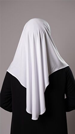 Beyaz Pratik Hazır Geçmeli Tesettür Eşarp Sandy Kumaş Yırtmaçlı Düz Hijab 2310_42