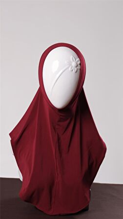 Bordo Pratik Hazır Geçmeli Genç Tesettür Bone Sandy Kumaş Düz Hijab 2312_16