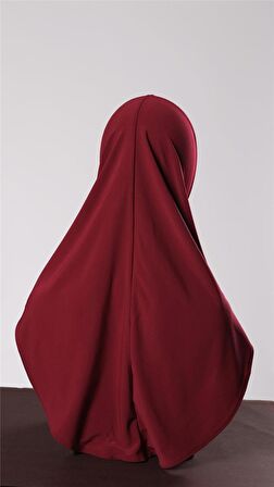 Bordo Pratik Hazır Geçmeli Genç Tesettür Bone Sandy Kumaş Düz Hijab 2312_16