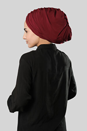 Bordo Drapeli Salaş Tesettür Bone Sandy Büzgülü 2315_16