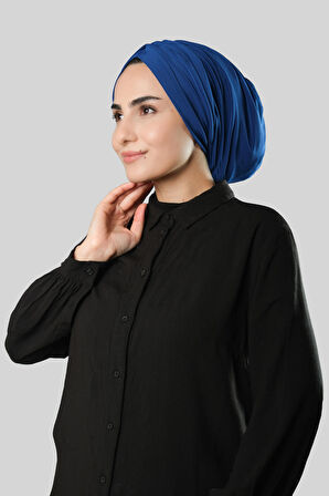 Saks Mavisi Drapeli Salaş Tesettür Bone Sandy Büzgülü 2315_24