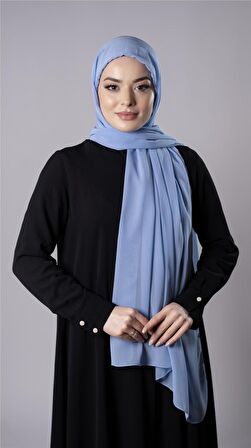 Bebe Mavisi Pratik Hazır Geçmeli Şal Şifon Kumaş Hijab Bone 3009_11