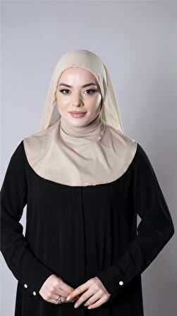 Bej Pratik Hazır Geçmeli Şal Şifon Kumaş Hijab Bone 3009_12