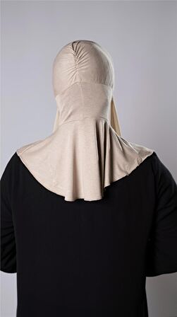 Bej Pratik Hazır Geçmeli Şal Şifon Kumaş Hijab Bone 3009_12