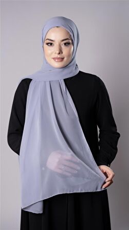 Gri Pratik Hazır Geçmeli Şal Şifon Kumaş Hijab Bone 3009_15