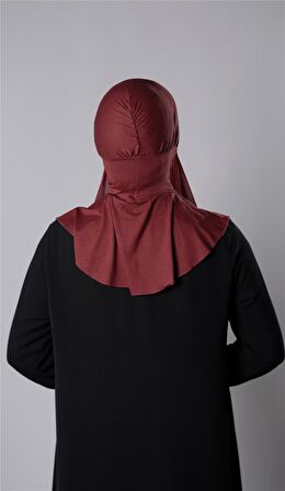 Bordo Pratik Hazır Geçmeli Şal Şifon Kumaş Hijab Bone 3009_16