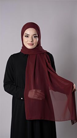 Bordo Pratik Hazır Geçmeli Şal Şifon Kumaş Hijab Bone 3009_16