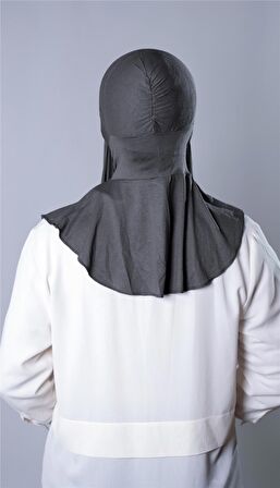 Antrasit Pratik Hazır Geçmeli Şal Şifon Kumaş Hijab Bone 3009_25