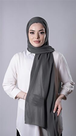 Antrasit Pratik Hazır Geçmeli Şal Şifon Kumaş Hijab Bone 3009_25
