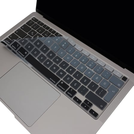 Türkçe Q Klavye Koruyucu MacBook Air A1932 A2179 A2337 M1 Uyumlu | UK ISO Ters L Enter | Ultra İnce Silikon Keyboard Cover Siyah Gri