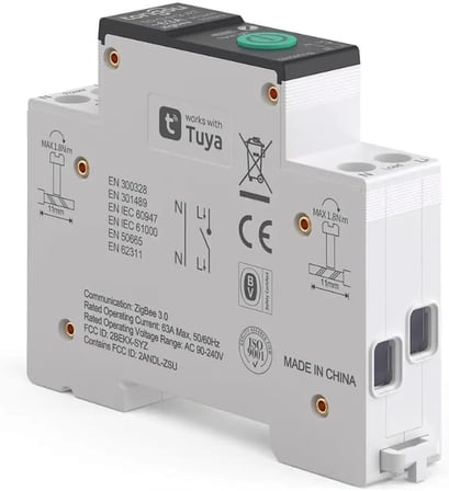 Zigbee 63 Amper Akıllı Sigorta (Tuya, Smart Life, Zigbee2MQTT Uyumlu)