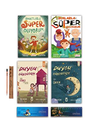 Timaş Çocuk Dualarla - İbadetlerle Süper Oluyorum - Duygu Günlüğüm Mira Stres ve Öfke Set 4 Kitap