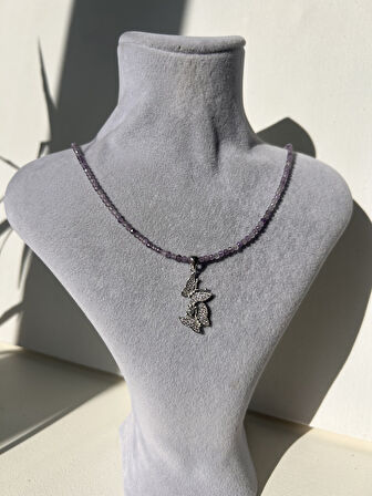 Ametist 925 ayar gümüş kolye