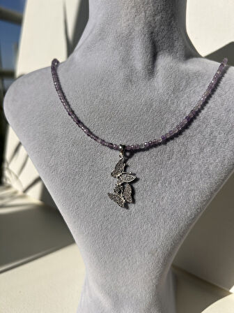 Ametist 925 ayar gümüş kolye