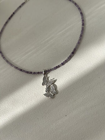 Ametist 925 ayar gümüş kolye