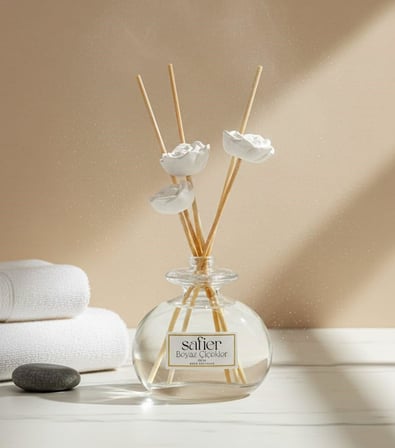 Beyaz Çiçekler Seramik Taş Çiçekli Çubuklu Oda Kokusu White Flowers 80 ml