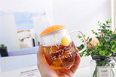 Cam Pipetli Kupa  Turuncu 420 ML