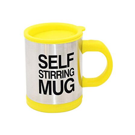 Kişiye Özel Kendini Karıştıran Mikser Kupa Termos Bardak Sarıi - Self Stirring Mug