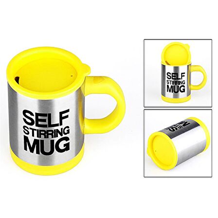 Kişiye Özel Kendini Karıştıran Mikser Kupa Termos Bardak Sarıi - Self Stirring Mug