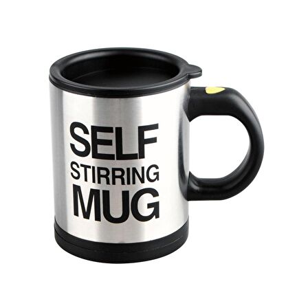 Kişiye Özel Kendini Karıştıran Mikser Kupa Termos Bardak Siyah - Self Stirring Mug