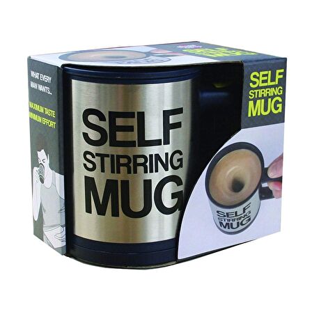 Kişiye Özel Kendini Karıştıran Mikser Kupa Termos Bardak Siyah - Self Stirring Mug