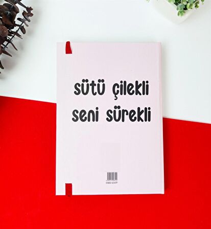 Kişiye Özel Sütü Çilekli Seni Sürekli Tasarımlı Lastikli Defter