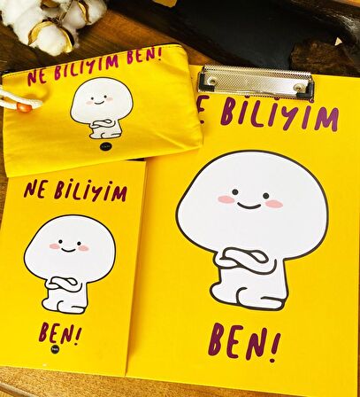 Ne Biliyim Ben Tasarımlı Sekreterlik Defter Ve Kalemlik Kırtasiye Seti