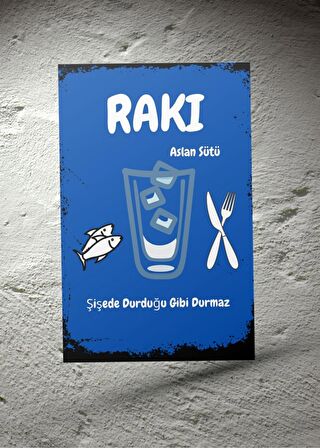 Rakı Ahşap Retro Poster 28 x 20