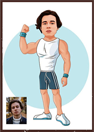 Kişiye Özel Sporcu Karikatürlü Dekoratif Retro Ahşap Tablo