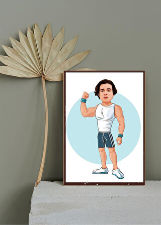 Kişiye Özel Sporcu Karikatürlü Dekoratif Retro Ahşap Tablo