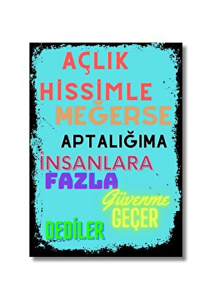 İnsanlara fazla güvenme Tasarımlı Retro Ahşap Poster