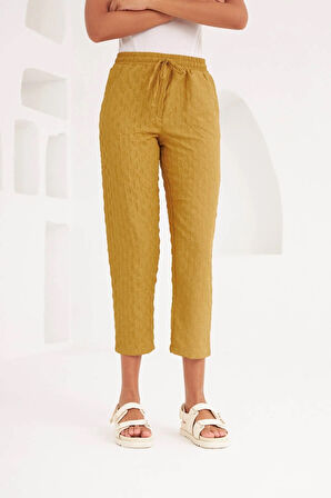 RAHAT KALIP BAKLAVA DESENLİ KUMAŞ PANTOLON