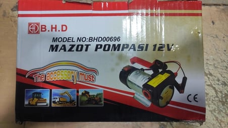 12v Kendinden Emişli Taşınabilir Yakıt/Sıvı Yağ Aktarma Mazot Pompası  Kod : Bhd00696