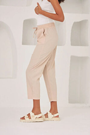 GEOMETRİK DESENLİ RAHAT KALIP KUMAŞ PANTOLON