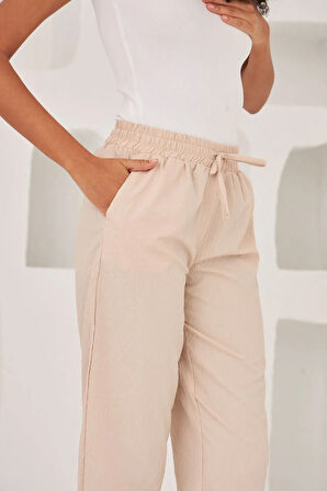 GEOMETRİK DESENLİ RAHAT KALIP KUMAŞ PANTOLON