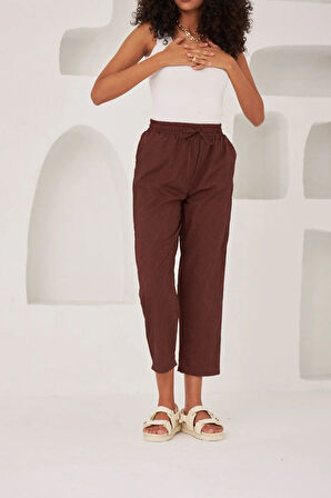 GEOMETRİK DESENLİ RAHAT KALIP KUMAŞ PANTOLON